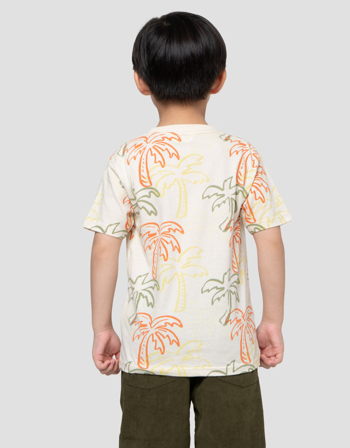 Little M Print Pohon Kelapa Kaos Lengan Pendek Anak Laki-Laki