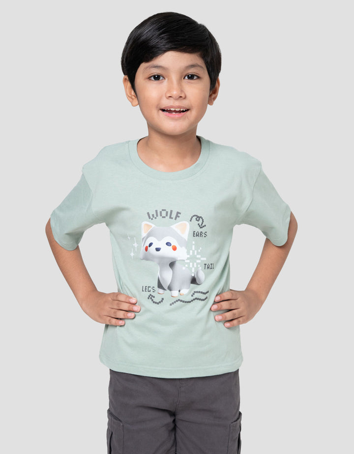 Little M Terry Wolf Kaos Oversize Anak Laki-laki