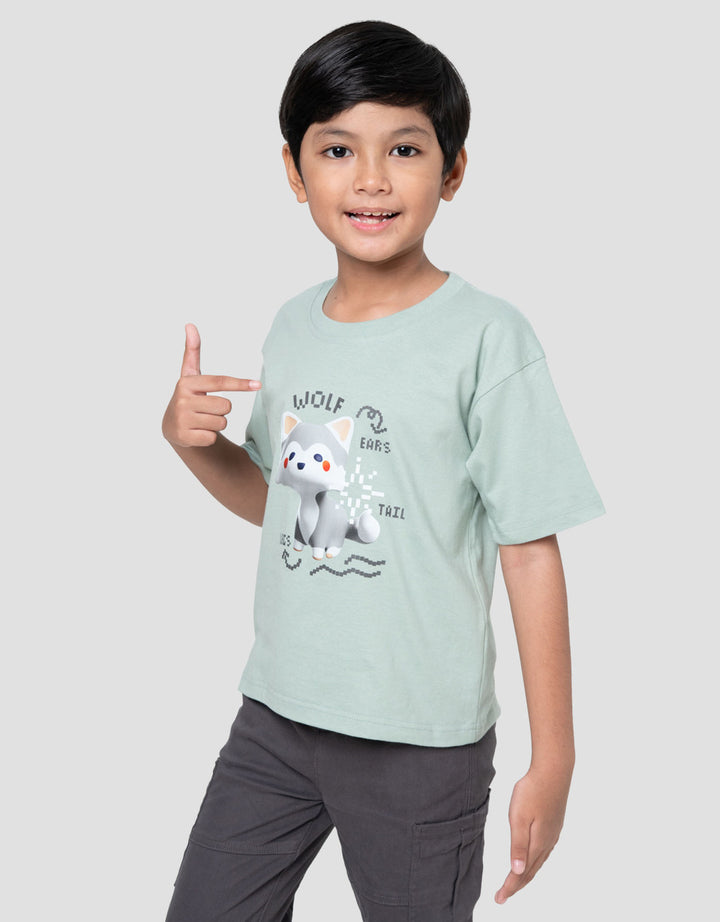 Little M Terry Wolf Kaos Oversize Anak Laki-laki