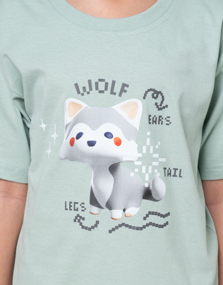 Little M Terry Wolf Kaos Oversize Anak Laki-laki