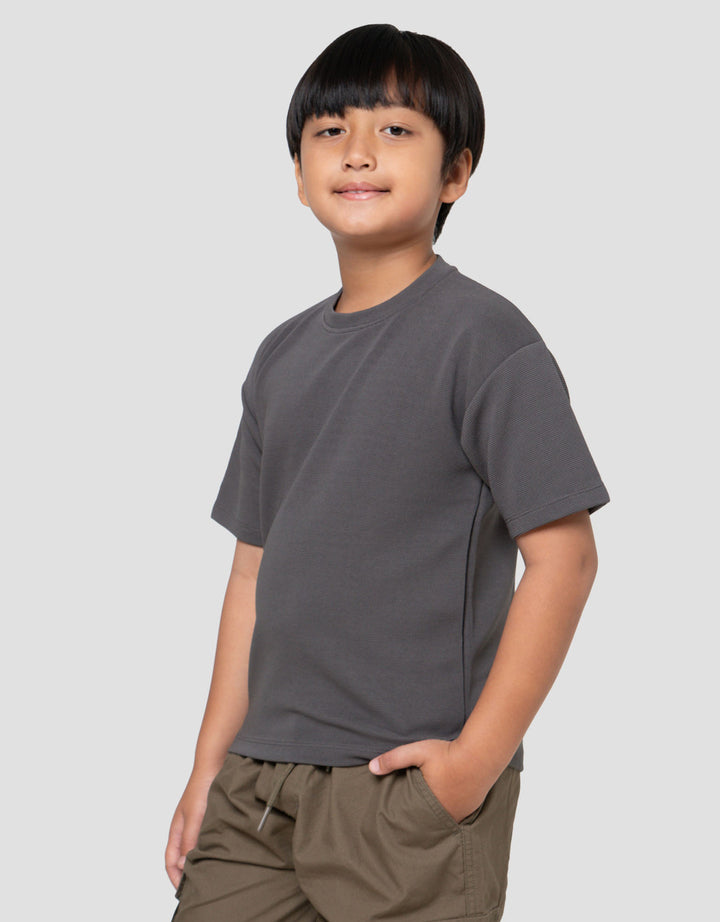 Little M Oversize Texture Kaos Lengan Pendek Anak Laki-Laki
