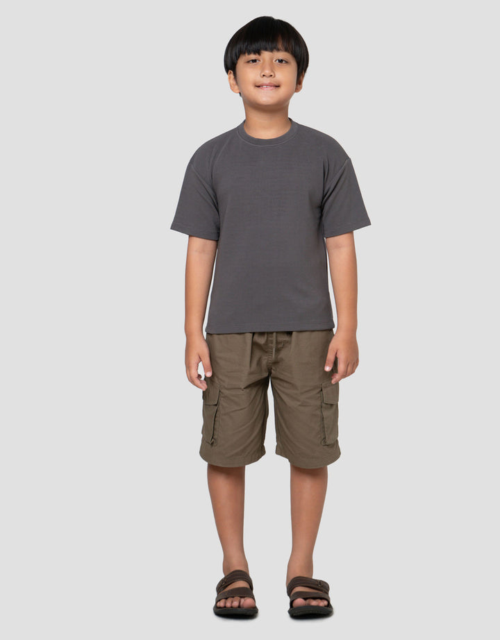 Little M Oversize Texture Kaos Lengan Pendek Anak Laki-Laki