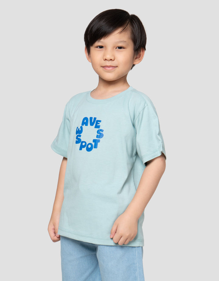 Little M Cut Sewn Waves Spot Print Kaos Anak Laki-laki
