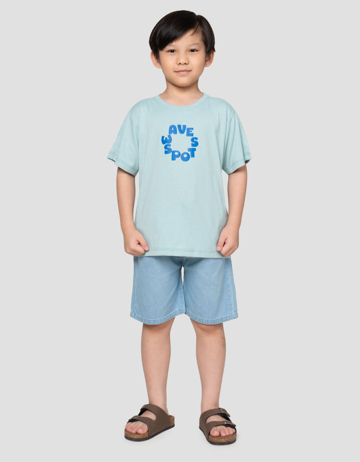 Little M Cut Sewn Waves Spot Print Kaos Anak Laki-laki