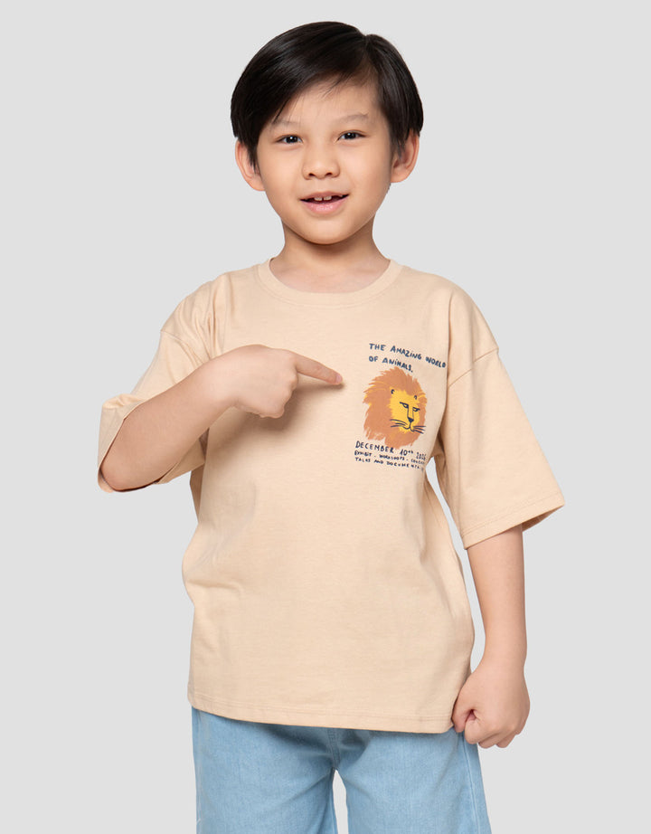Little M Amazing World Of Animals Print Kaos Oversize Anak Laki-laki