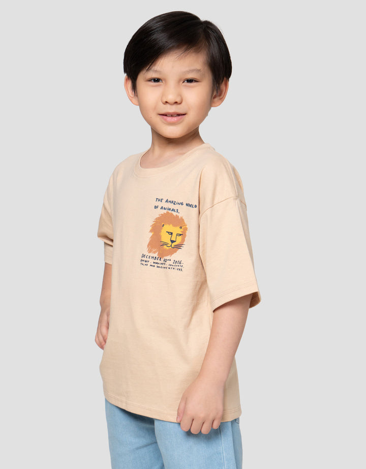 Little M Amazing World Of Animals Print Kaos Oversize Anak Laki-laki