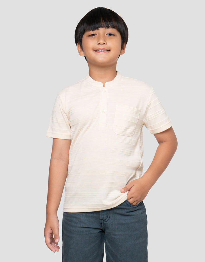 Little M Casual Earthy Henley Kaos Lengan Pendek Anak Laki-Laki