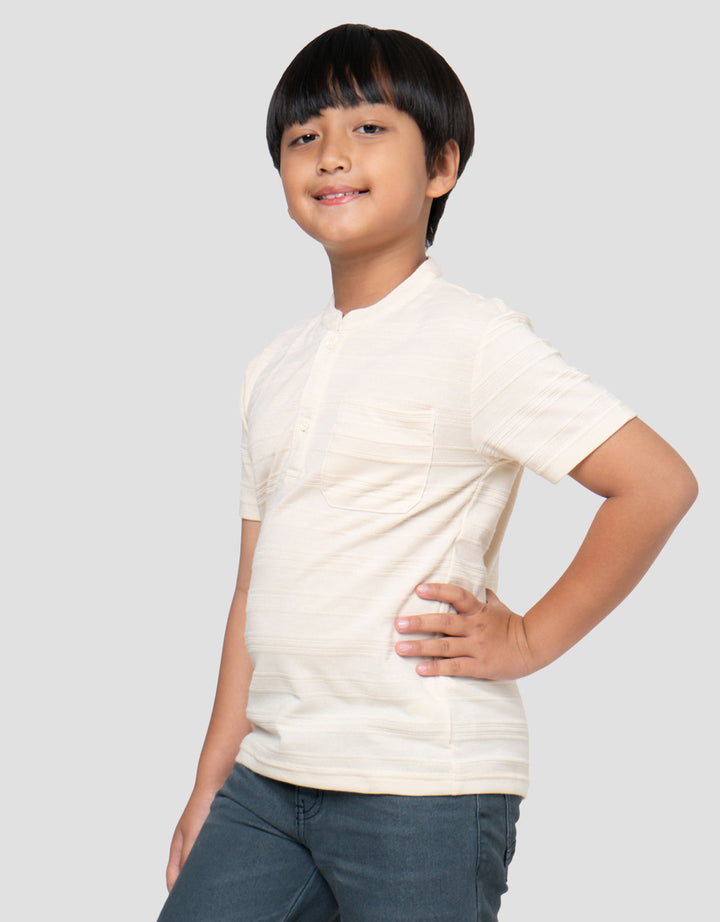Little M Casual Earthy Henley Kaos Lengan Pendek Anak Laki-Laki