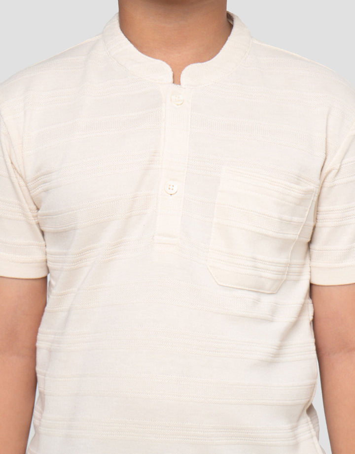 Little M Casual Earthy Henley Kaos Lengan Pendek Anak Laki-Laki