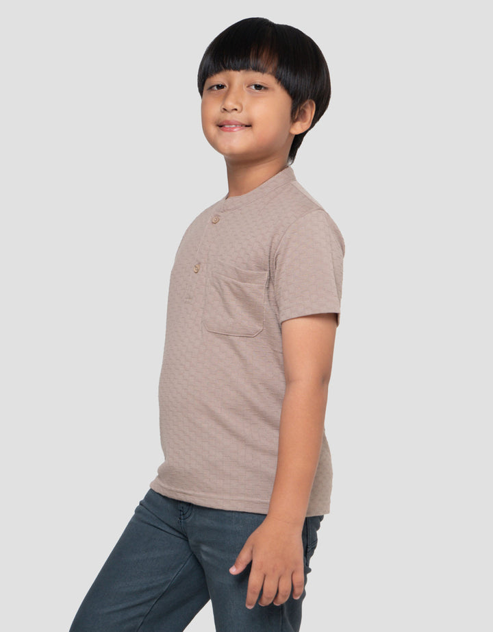 Little M Casual Earthy Henley Kaos Lengan Pendek Anak Laki-Laki