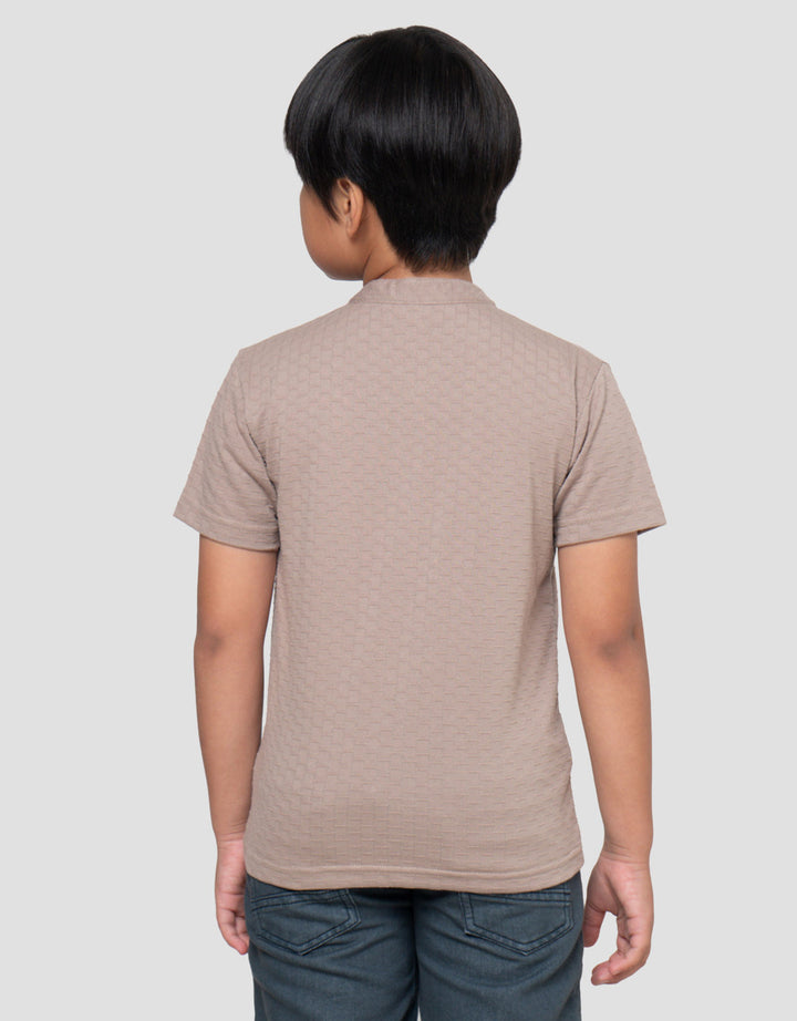 Little M Casual Earthy Henley Kaos Lengan Pendek Anak Laki-Laki