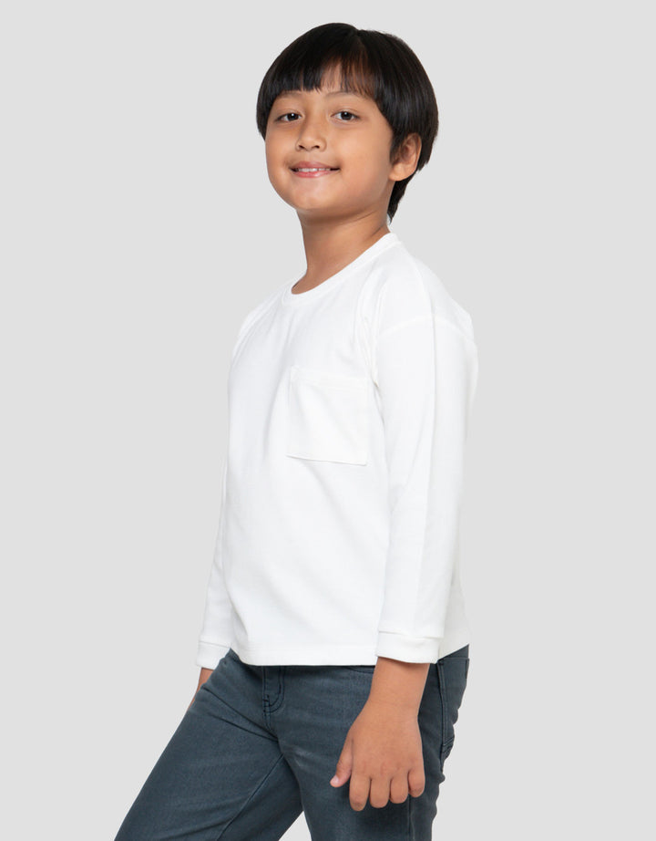 Little M Overall Texture Basic Rib Kaos Lengan Panjang Anak Laki-Laki