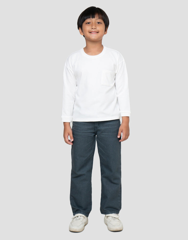 Little M Overall Texture Basic Rib Kaos Lengan Panjang Anak Laki-Laki