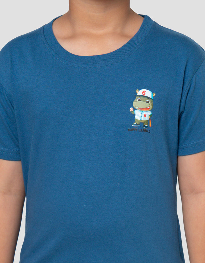 Little M Happy Baseball Print Kaos Anak Laki-laki