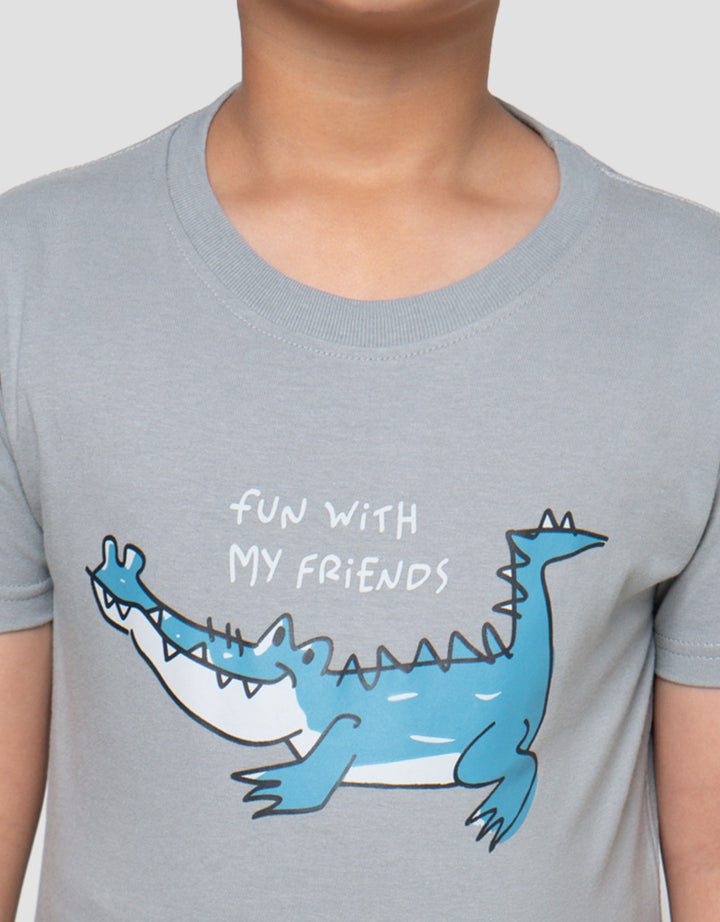 Little M Fun With My Friends Print Kaos Anak Laki-laki