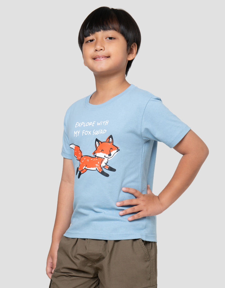 Little M Explore With My Fox Squad Print Kaos Anak Laki-laki