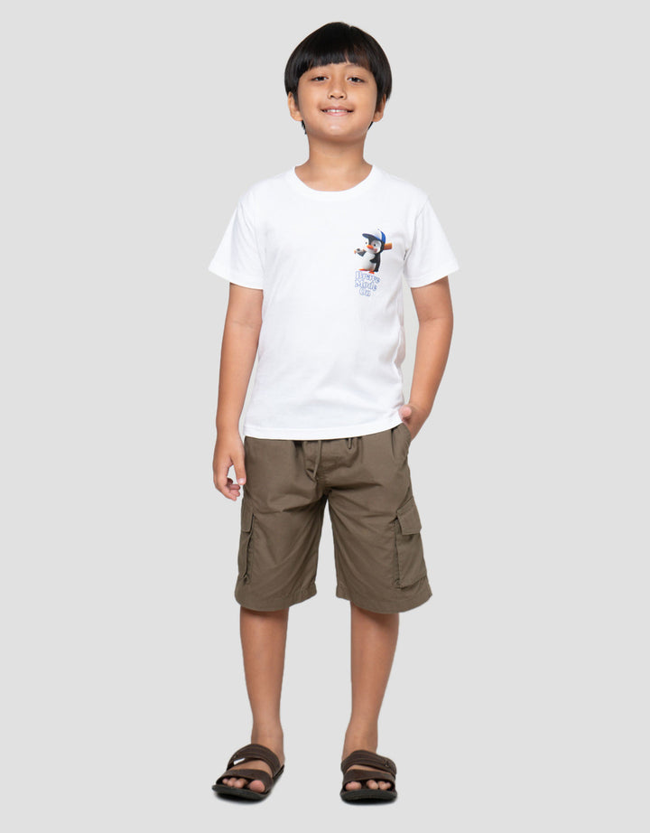 Little M Pinguin Brave Print Kaos Anak Laki-laki