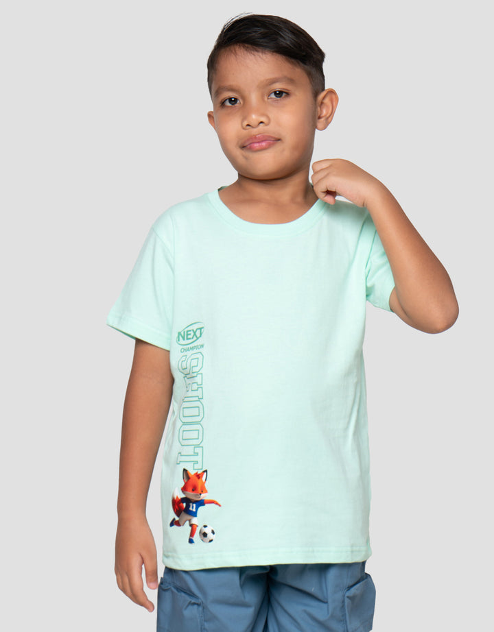 Little M Fox Soccer Print Kaos Anak Laki-Laki