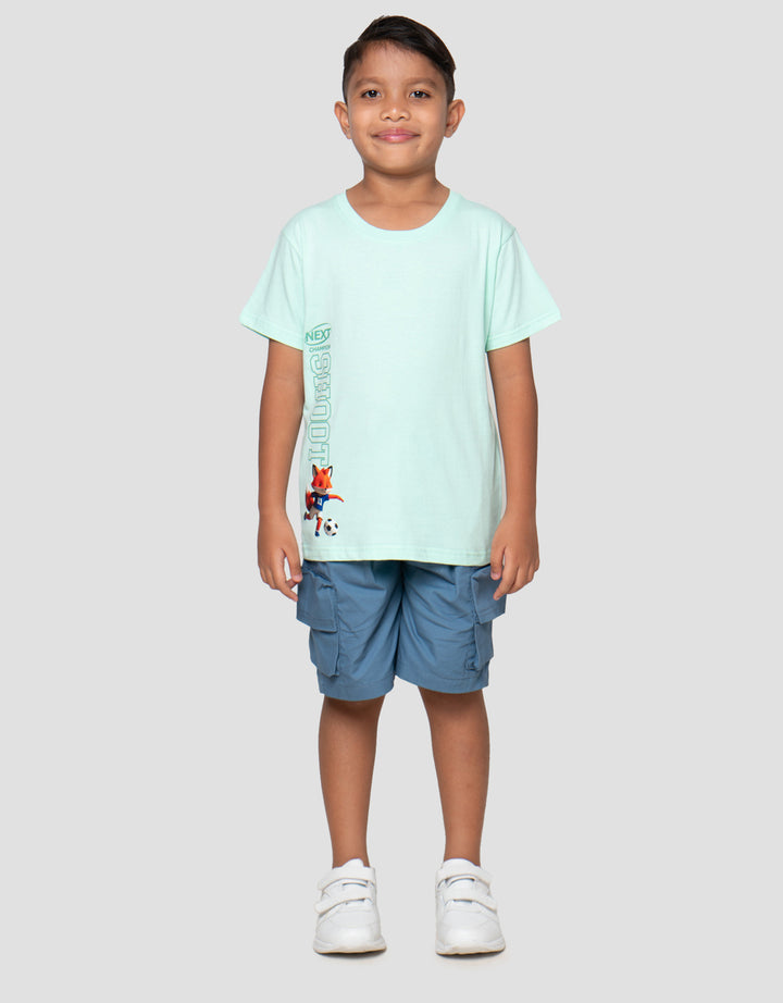 Little M Fox Soccer Print Kaos Anak Laki-Laki