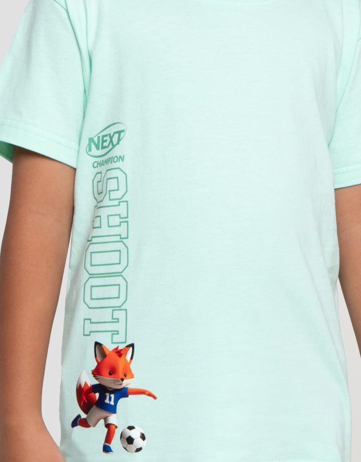 Little M Fox Soccer Print Kaos Anak Laki-Laki