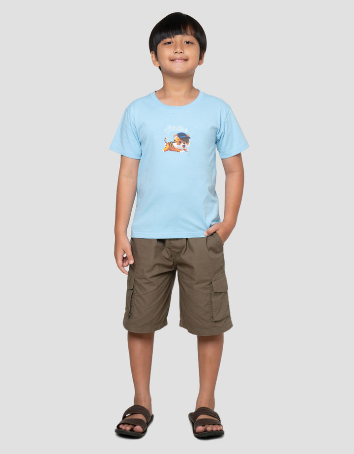 Little M Tiger Strike Print Kaos Anak Laki-laki