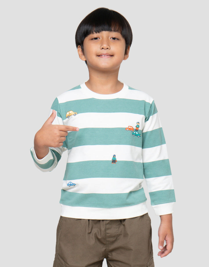 Little M Salur Sablon Car Sweater Anak Laki-laki