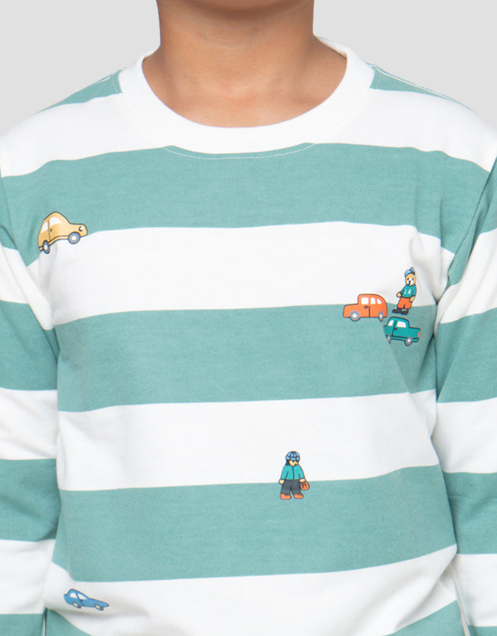 Little M Salur Sablon Car Sweater Anak Laki-laki