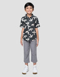 Little M Krah Print Leaf Kemeja Anak Laki-laki
