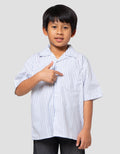 Little M Kerah Salur Biru Kaos Oversize Anak Laki-laki