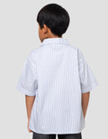 Little M Kerah Salur Biru Kaos Oversize Anak Laki-laki