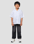 Little M Kerah Salur Biru Kaos Oversize Anak Laki-laki
