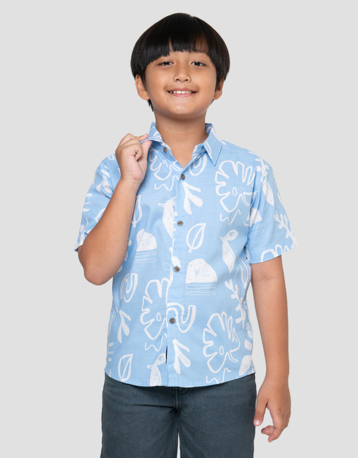 Little M Krah Daun Etnik Kemeja Anak Laki-Laki