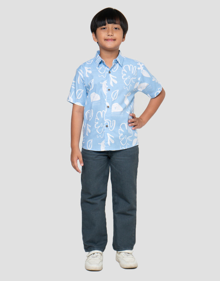 Little M Krah Daun Etnik Kemeja Anak Laki-Laki
