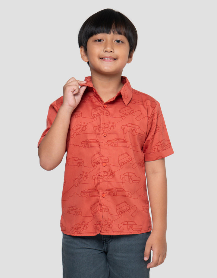 Little M Outline Mobil Kemeja Anak Laki-laki