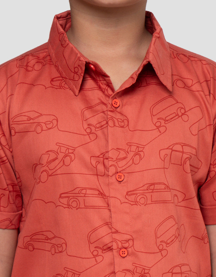 Little M Outline Mobil Kemeja Anak Laki-laki