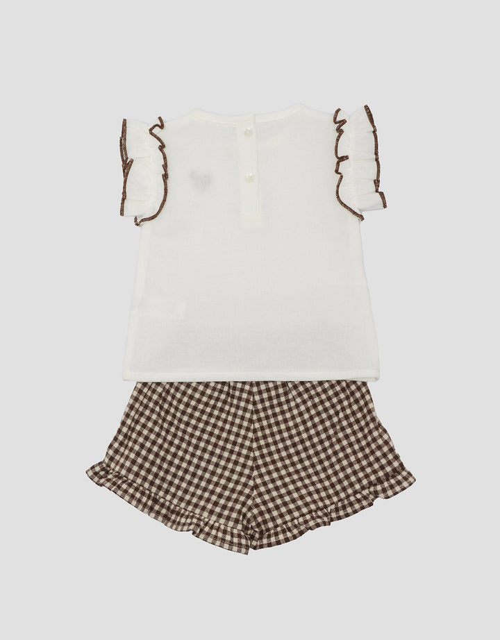 Little M Woven Rami And Yarndyed With Embro Pakaian Setelan Bayi