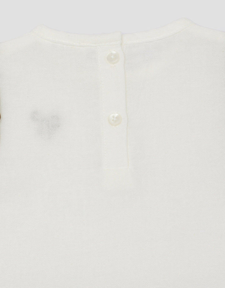 Little M Woven Rami And Yarndyed With Embro Pakaian Setelan Bayi