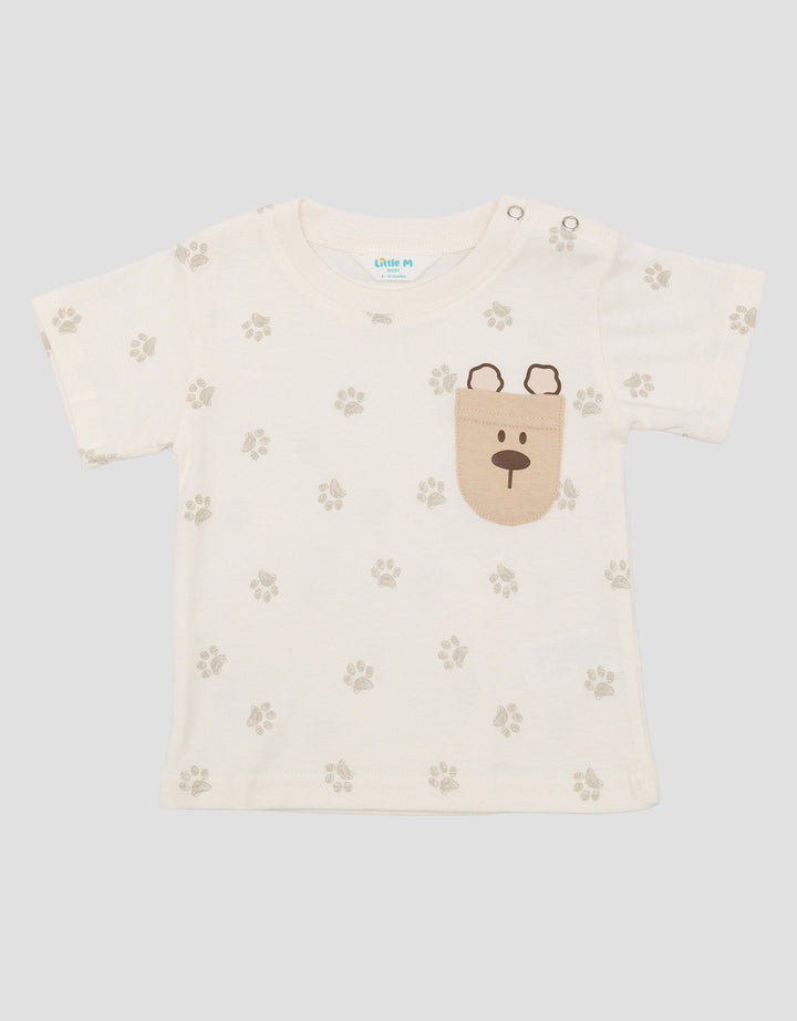 Little M Print Paw Bear Pocket Kaos Bayi