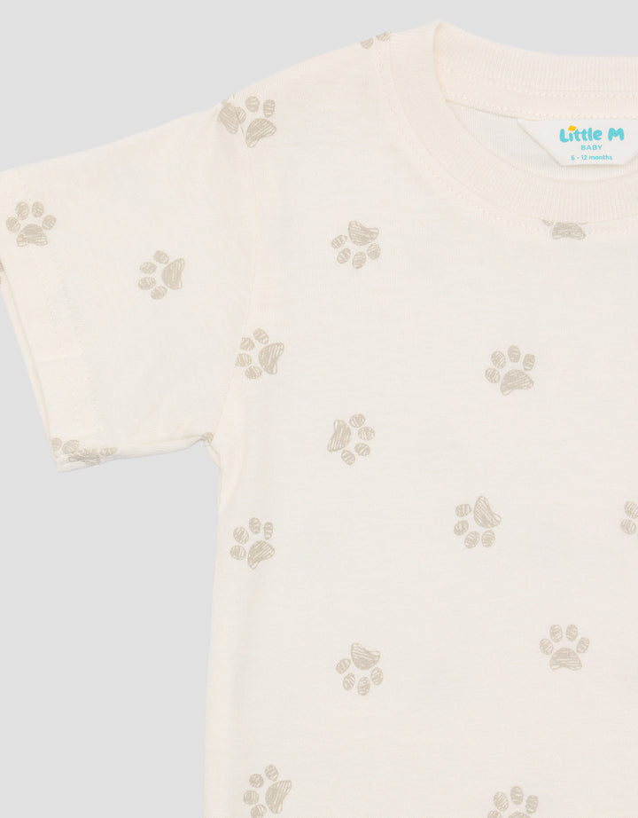 Little M Print Paw Bear Pocket Kaos Bayi