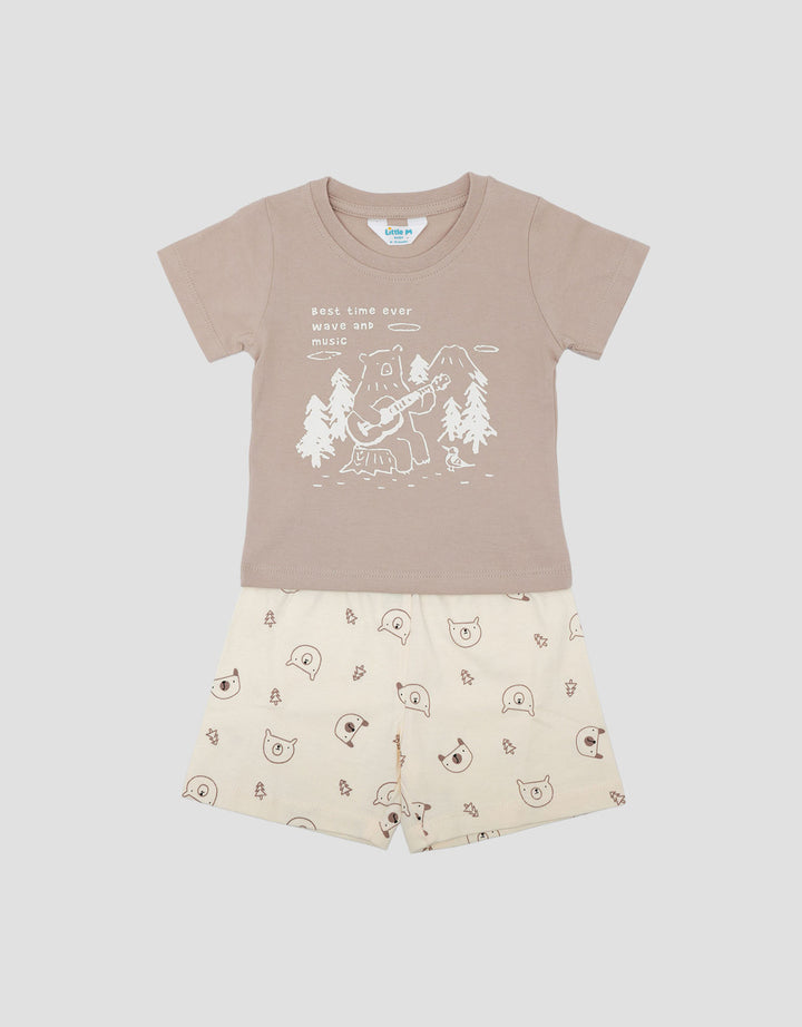 Little M Print Bear In Jungle Pakaian Setelan Bayi