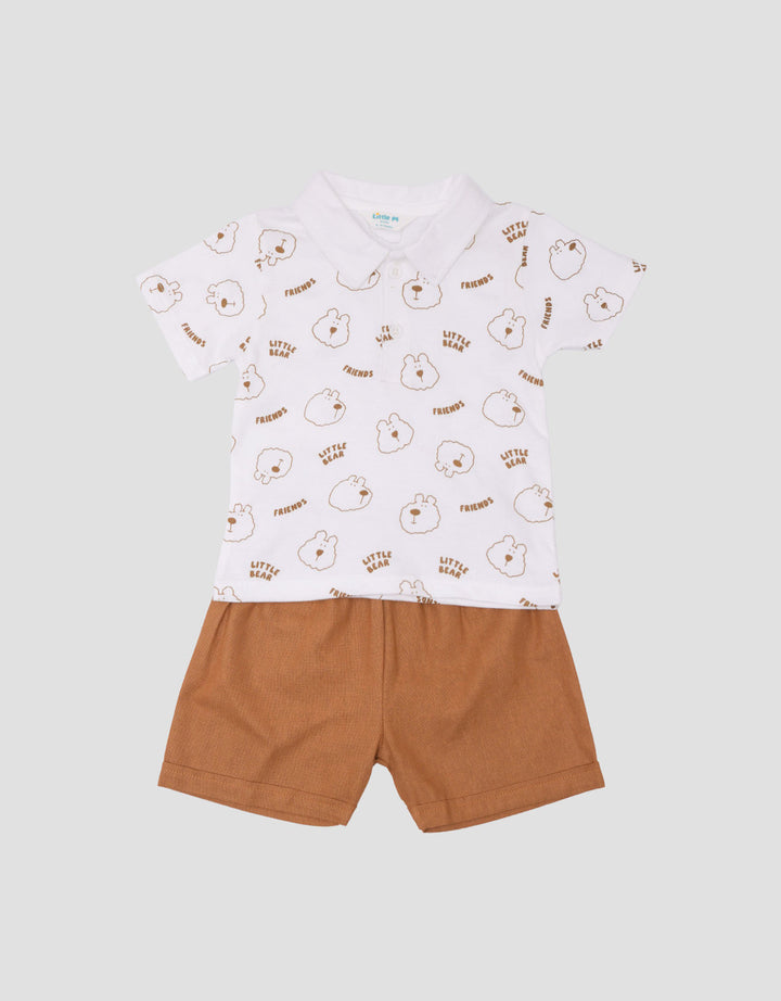 Little M Woven Fullprint Bear Setelan Bayi