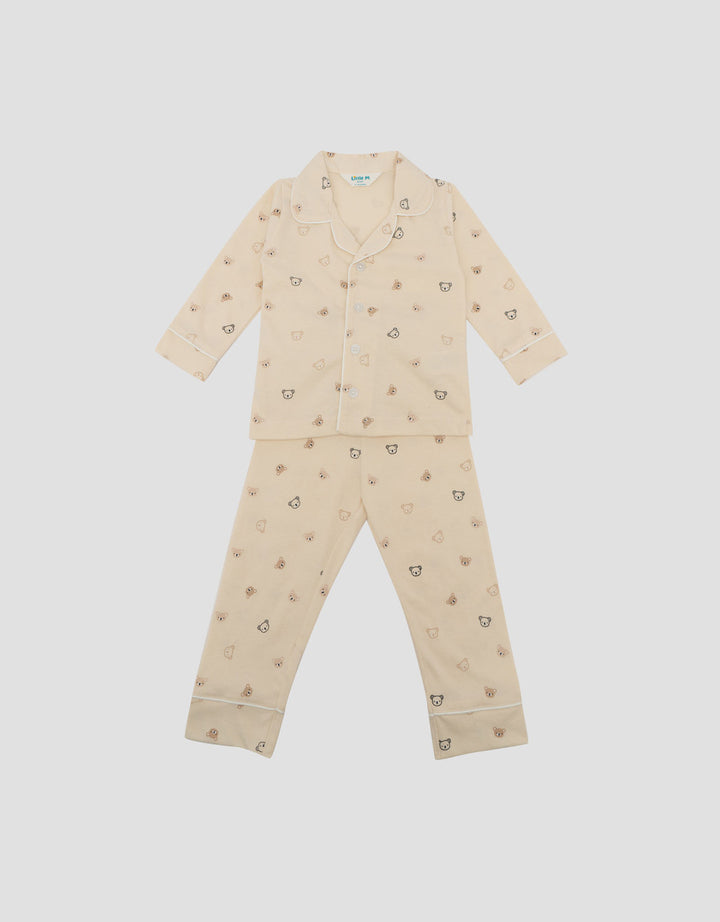 Little M Kerah Fullprint Bear Setelan Piyama Anak Laki-laki