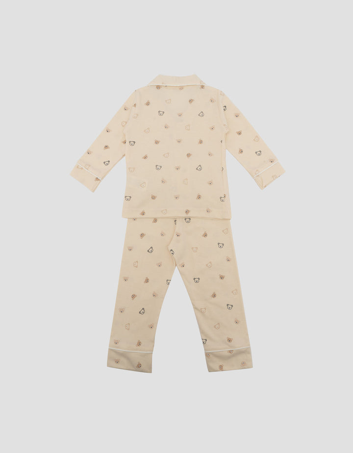 Little M Kerah Fullprint Bear Setelan Piyama Anak Laki-laki