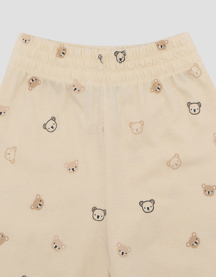 Little M Kerah Fullprint Bear Setelan Piyama Anak Laki-laki