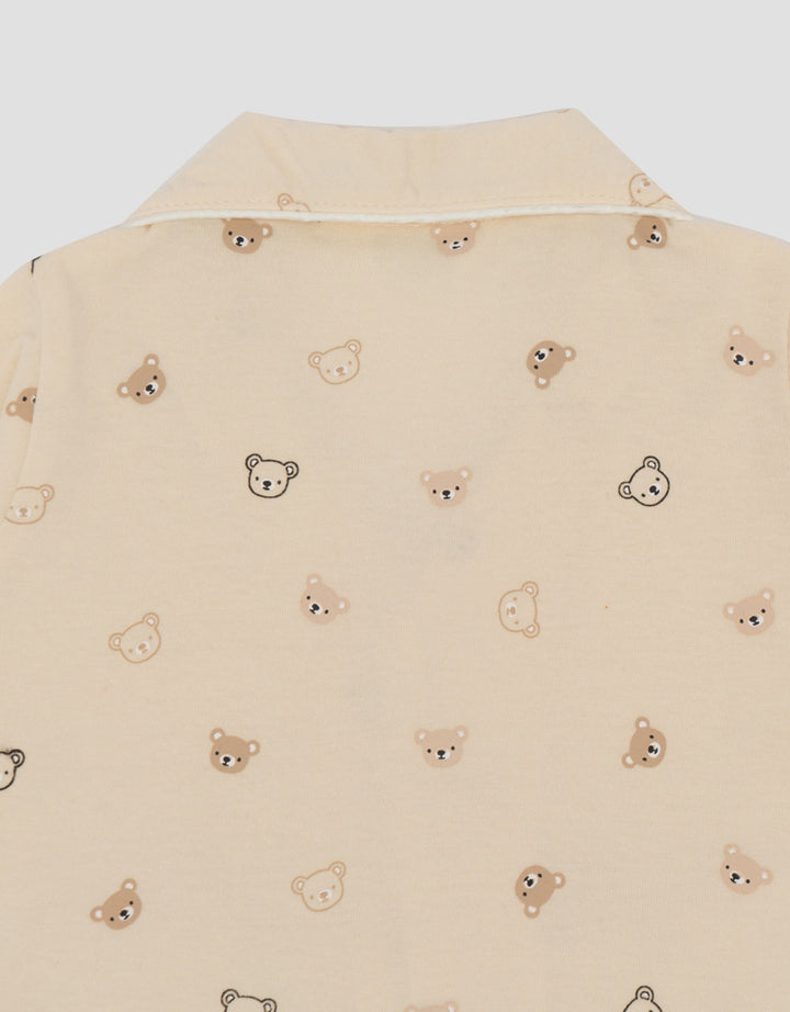 Little M Kerah Fullprint Bear Setelan Piyama Anak Laki-laki