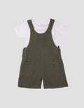 Little M Woven Twill 2Pc  Jumpsuit Overall Bayi