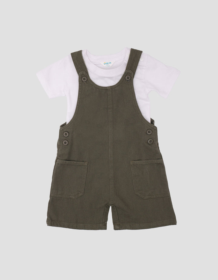 Little M Woven Twill 2Pc  Jumpsuit Overall Bayi