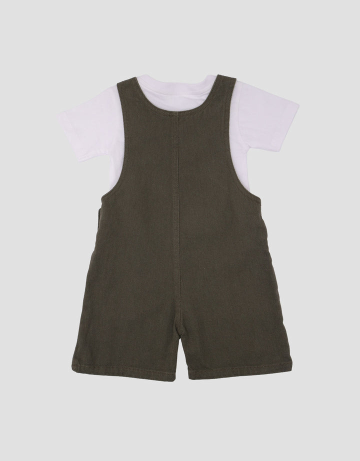 Little M Woven Twill 2Pc  Jumpsuit Overall Bayi
