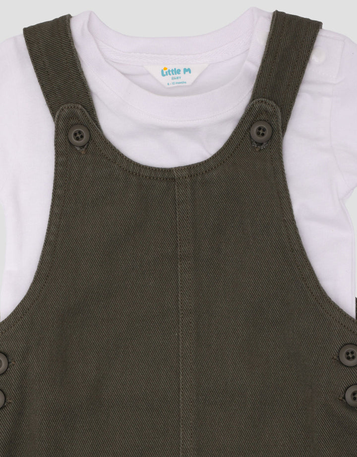 Little M Woven Twill 2Pc  Jumpsuit Overall Bayi