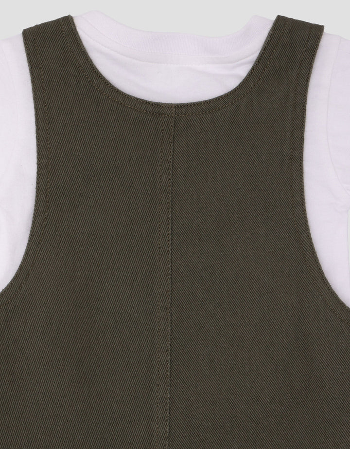 Little M Woven Twill 2Pc  Jumpsuit Overall Bayi